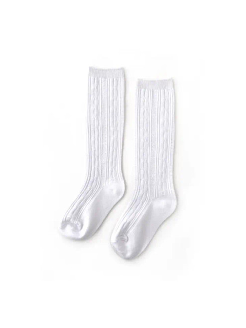 Little Stocking Co Knee High Cable Socks in White
