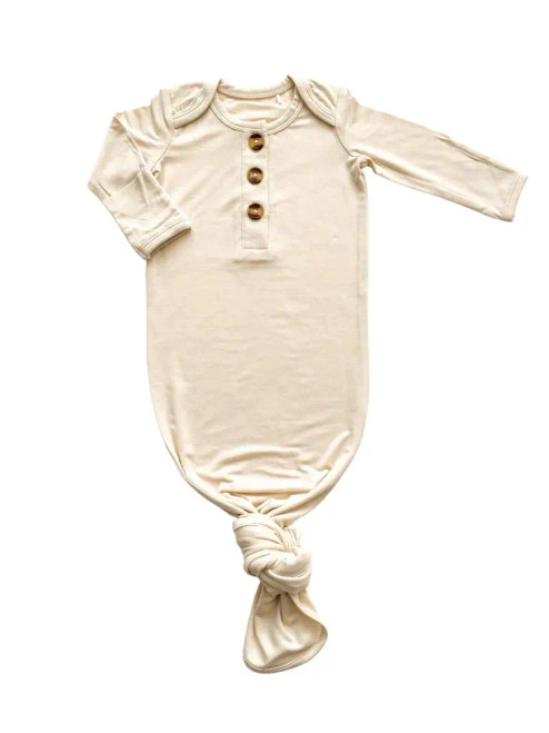 Harp Angel Boutique Cream Solid Knotted Bamboo Baby Gown