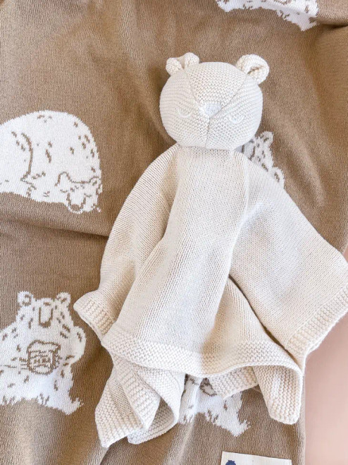 The Blueberry Hill Honey Bear Blanket and Lovey Baby Gift Set Organic Cotton