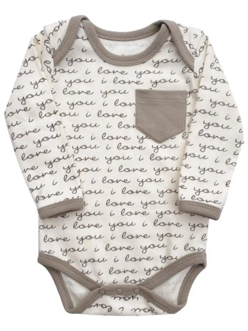 Cat & Dogma I Love You Organic Cotton Baby Long Sleeve Onesie Bodysuit