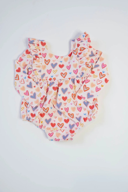 Ollie Jay Leah Bubble Romper in Heart Felt