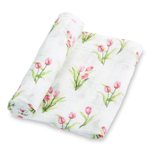 Lollybanks Tulip Garden Cotton Muslin Baby Swaddle Blanket