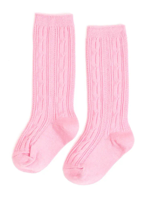 Little Stocking Co Cable Knit Knee High Socks in Blossom