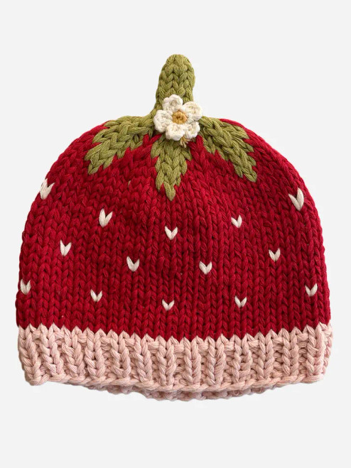 The Blueberry Hill Cotton Addie Strawberry Baby Hat in Red/Pink