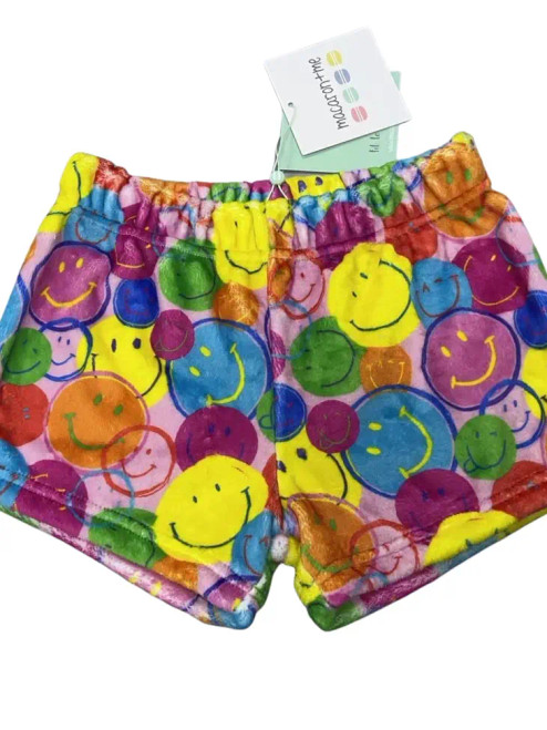 Macaron + Me Cozy Plush Shorts -- Neon Smiles FINAL SALE