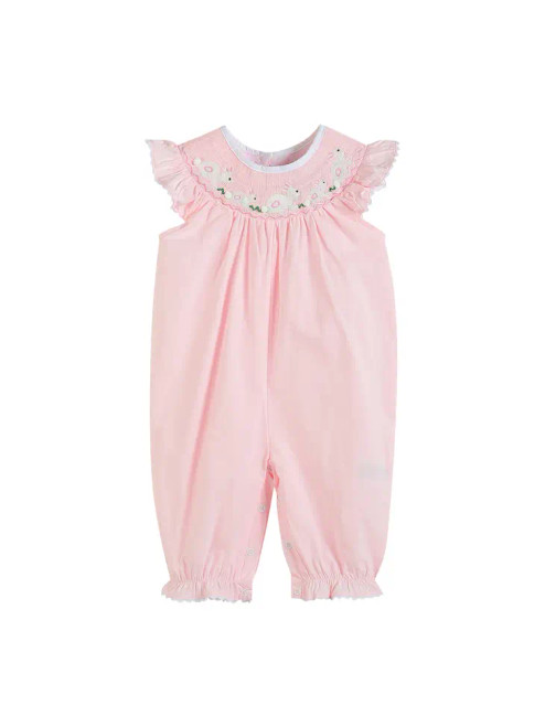 Lil Cactus Light Pink Easter Bunny Smocked Baby Playsuit Romper