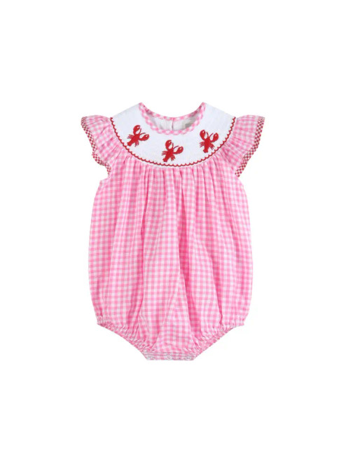 Lil Cactus Pink Crawfish Smocked Flutter Romper