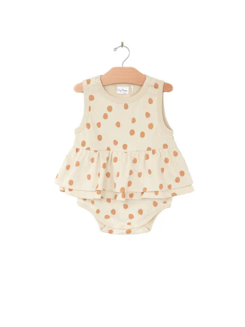 City Mouse Studio Skirted Tank Bodysuit- Saffron Dots