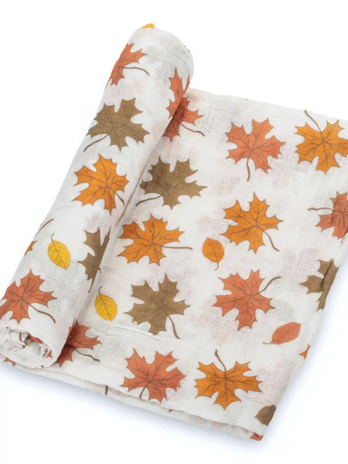 Lollybanks Unbe-Leaf-Able Fall Leaves  Baby Cotton Muslin Swaddle Blanket