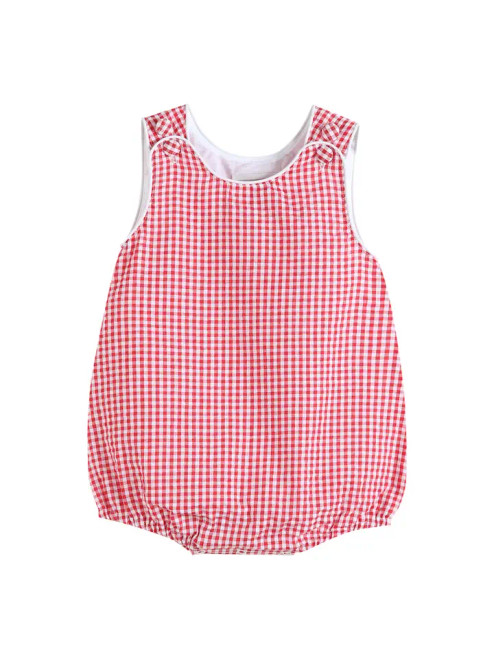 Lil Cactus Classic Red Seersucker Baby Bubble Romper