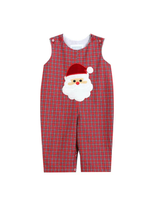 Lil Cactus Red Plaid Fuzzy Santa Overalls SZ 6/12M ONLY