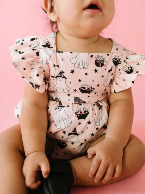 Ollie Jay Halloween Emmy Romper in Pink Cauldron