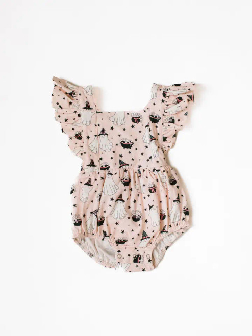 Ollie Jay Halloween Emmy Romper in Pink Cauldron