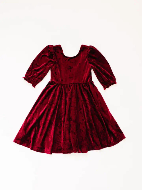 Ollie Jay Pippa Dress in Crushed Cranberry Velvet