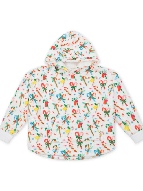 Macaron + Me Holiday Plush Oversized Sweatshirt -- Candy Canes