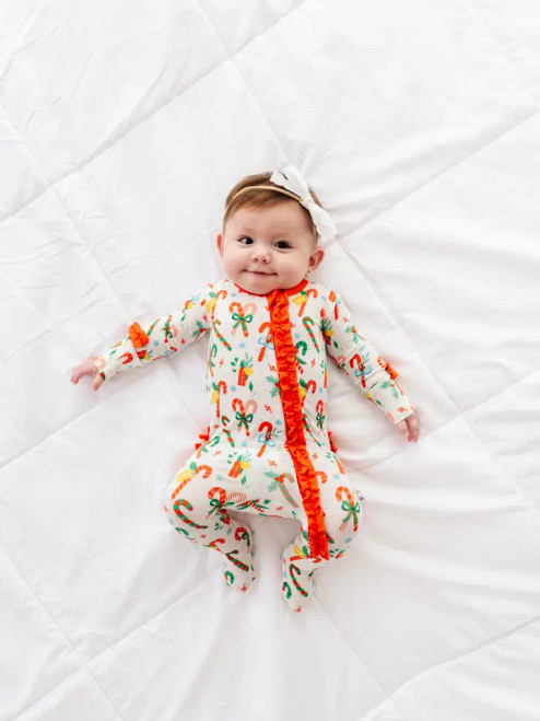 Macaron + Me Christmas Candy Canes Footsie Zip Sleeper