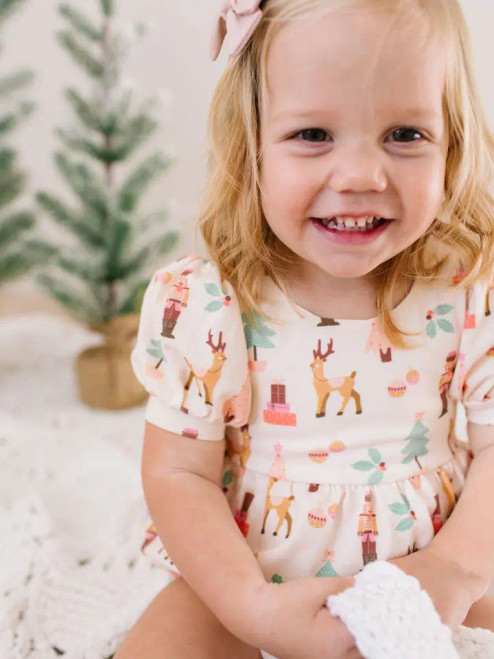 Ollie Jay Christmas Puff Romper in Nutcracker Baby Bubble