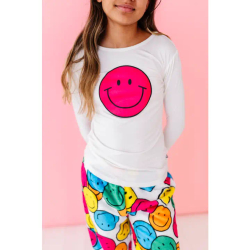 Macaron + Me Cozy Long Sleeve Scoop Tee - Smiley