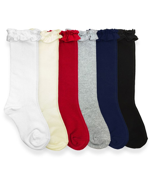 Jefferies Socks Ruffle Knee High Boot Socks 1658 -- Lots of Colors 