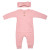 Three Little Tots Baby Ribbed Playsuit Romper with Pockets and Bow -- Dusty Rose