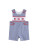 Lil Cactus USA Flag Smocked Shortalls Blue with Red Trim