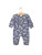 City Mouse Studio Henley Long Leg Romper- Fall Blue Hellebore Floral