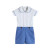 Lil Cactus White Collared Top and Blue Button Shorts