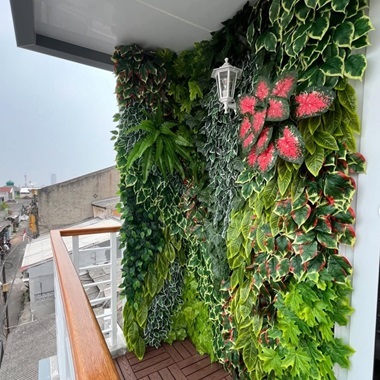 vertical garden on a balcony outside