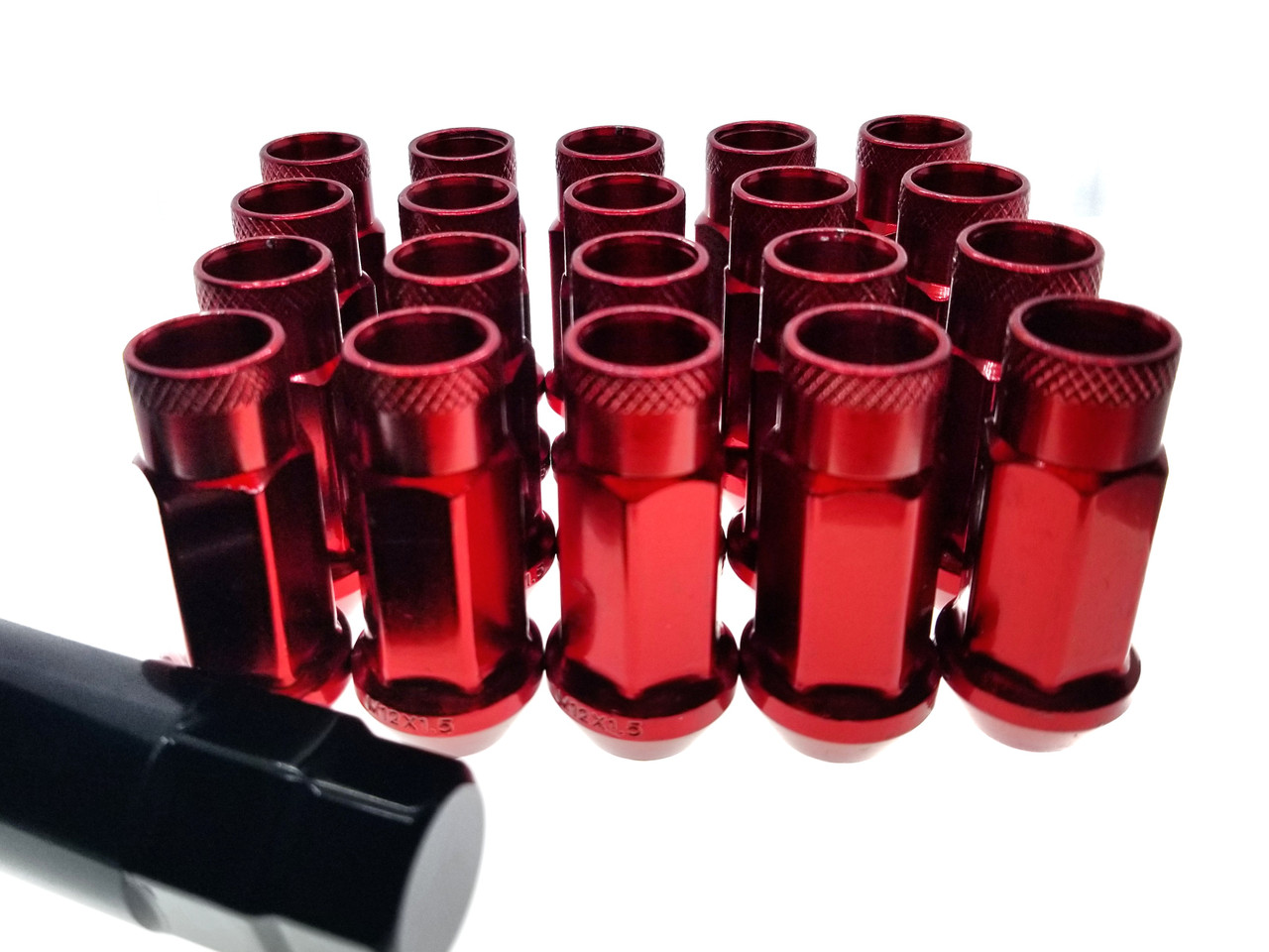 RED Steel Tuner Lug Nuts - Open Ended 55mm - JDMFV WRAPS