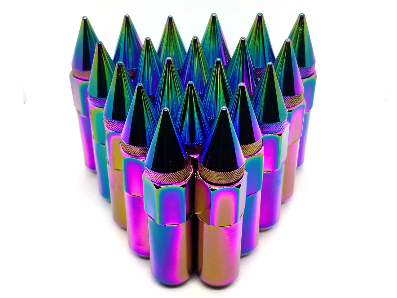 NEO CHROME Rainbow Aluminum Tuner Lug Nuts - Extended Spikes