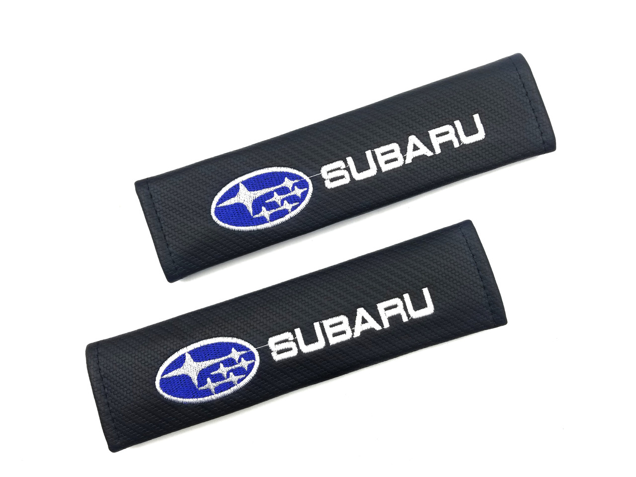 Carbon Fiber Seat Belt Shoulder Pads Cover - Subie Stars / White