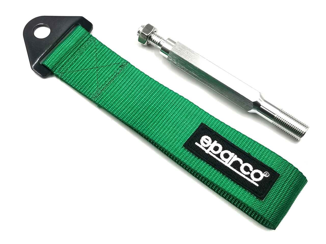 Tuner Tow Strap Front or Rear with Mounting Rod - Green - JDMFV WRAPS