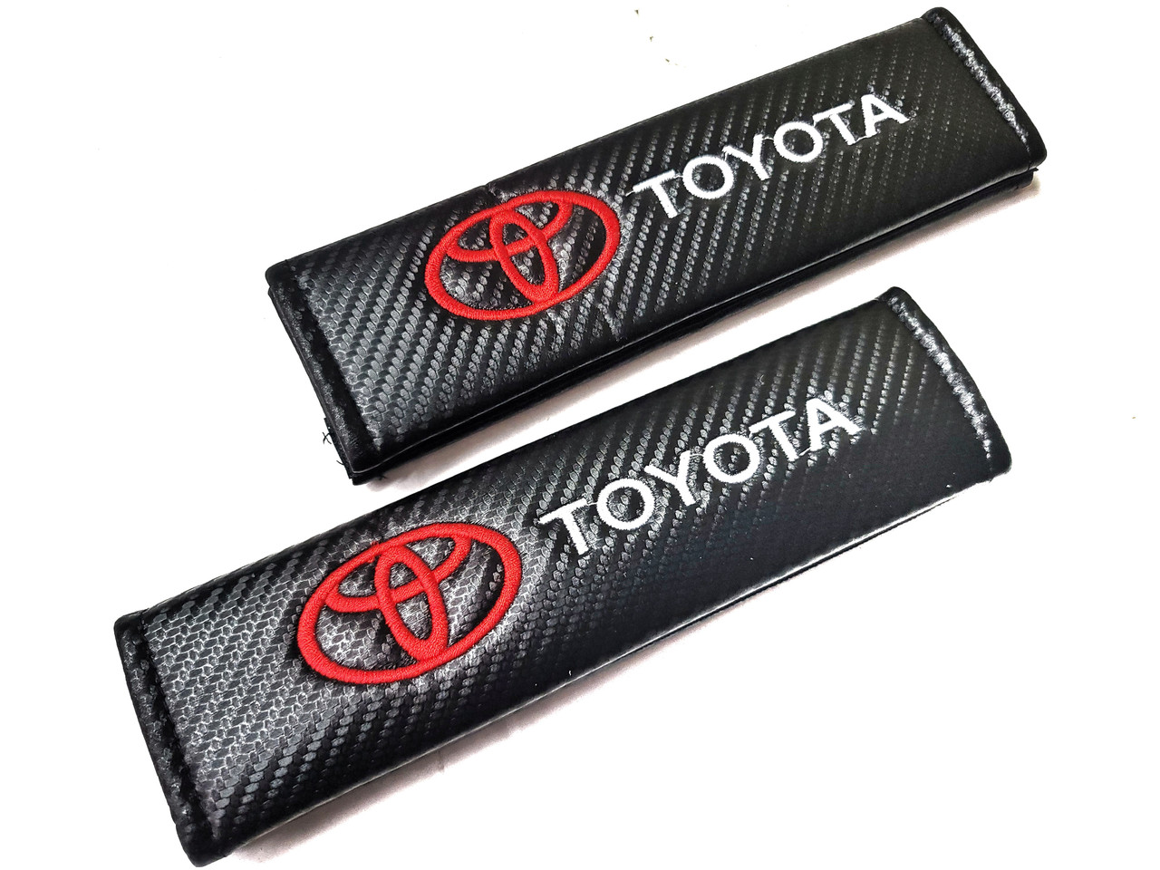 Carbon Fiber Seat Belt Shoulder Pads Cover - Toyota Red/White