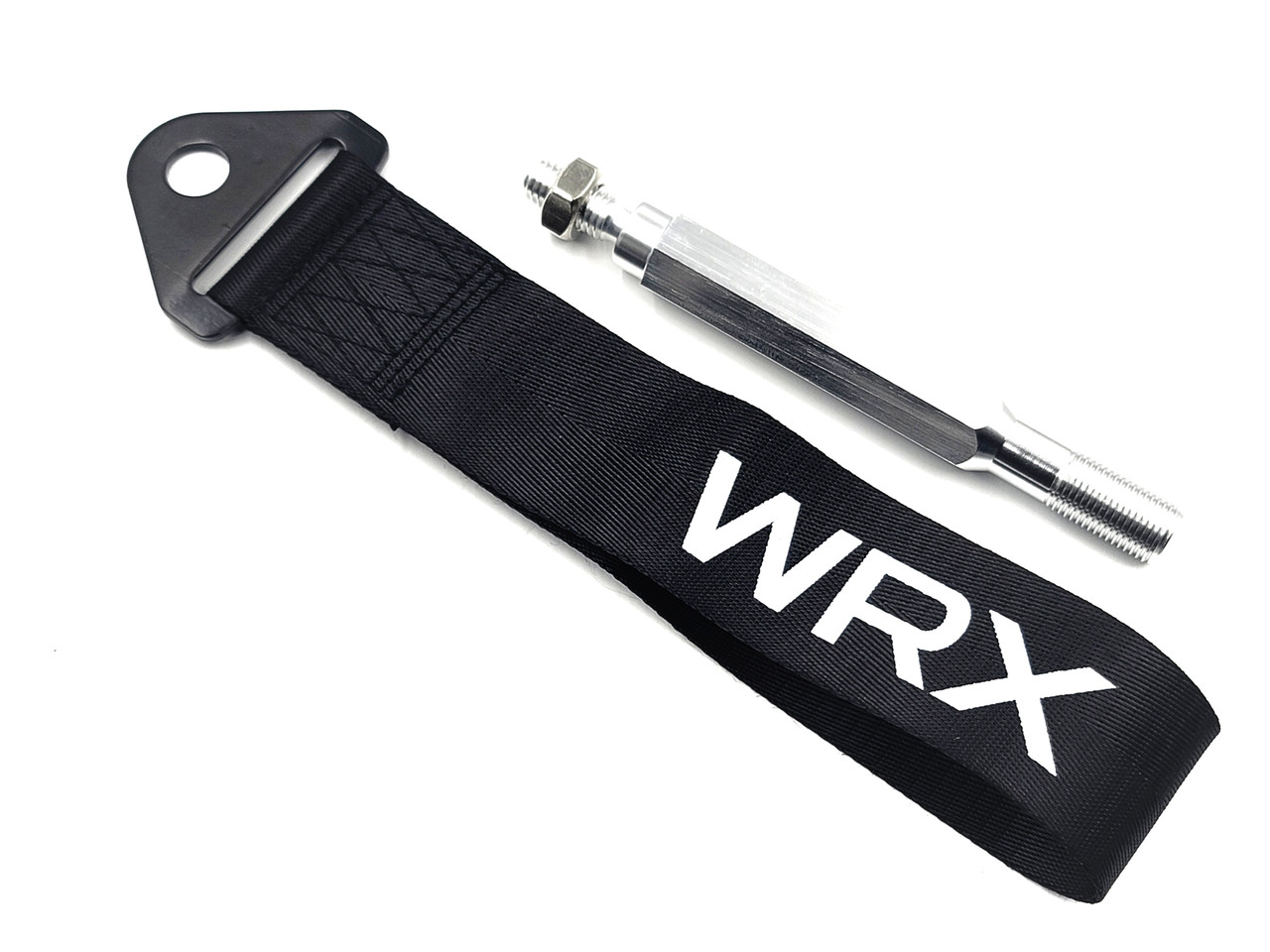 Tow Strap Front or Rear with Mounting Rod - Black (WRX) - JDMFV WRAPS