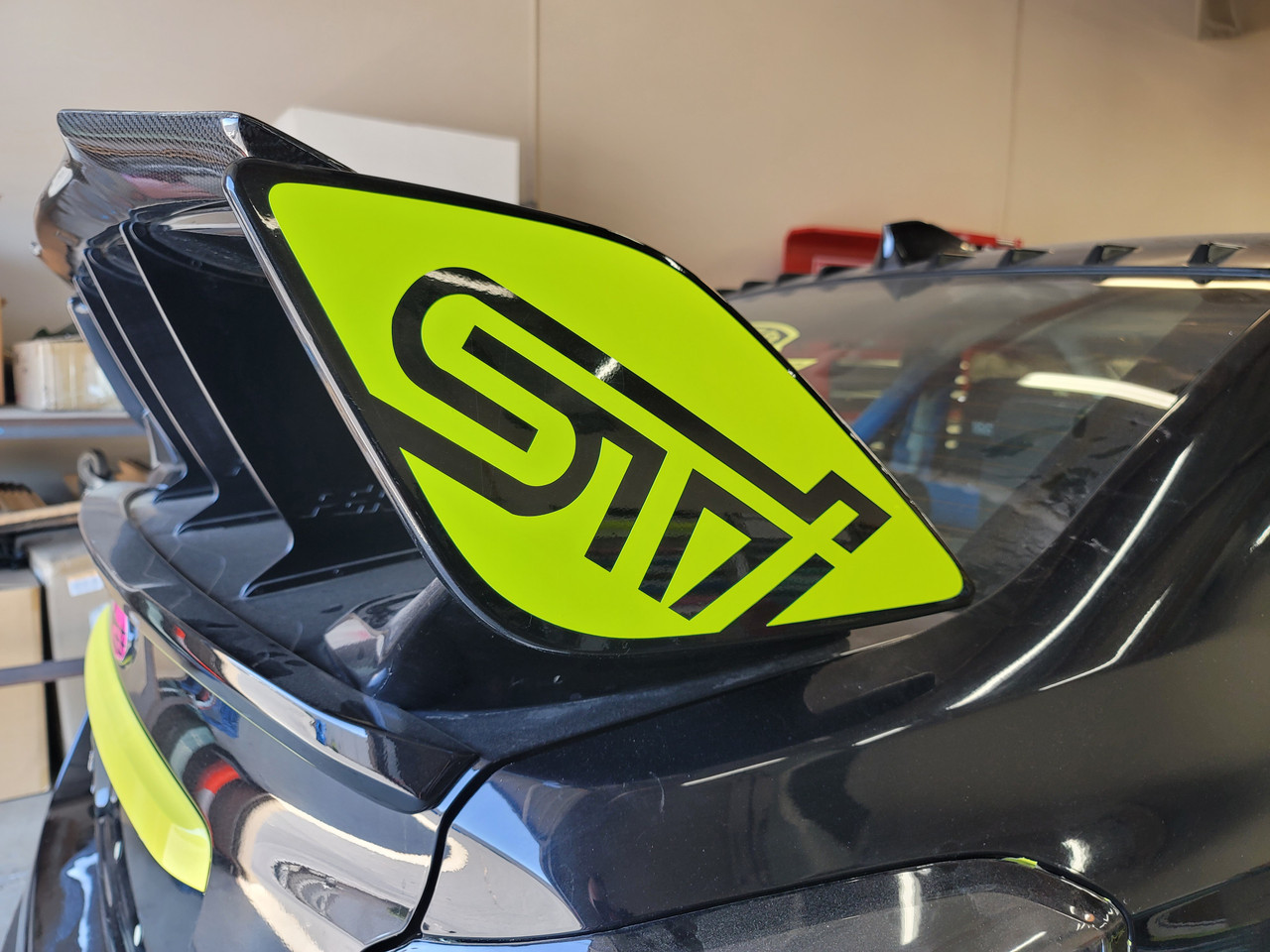 v2 - Precut Spoiler Wing Side End with logo Cutout Overlay Wrap