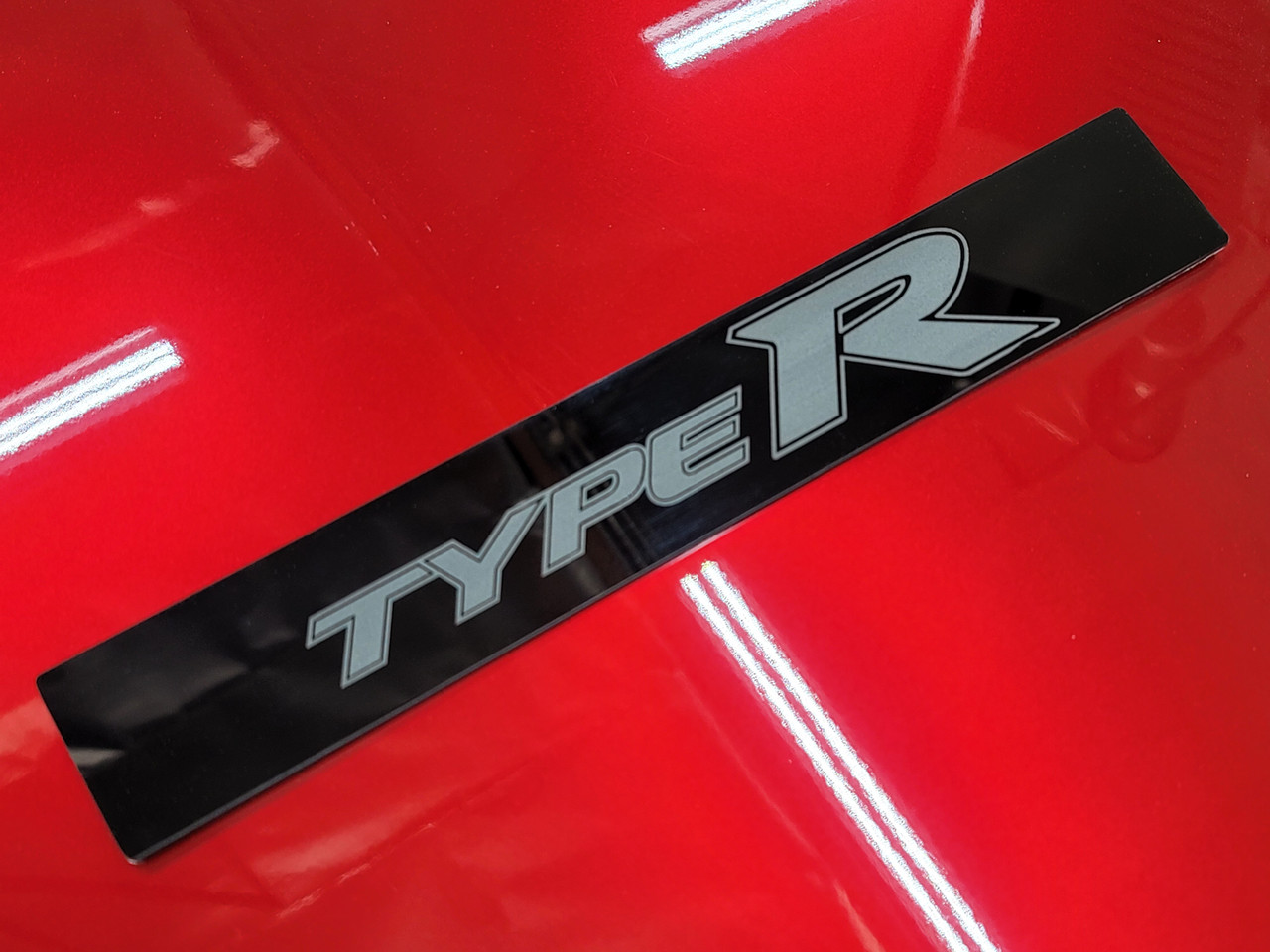 Type R Vanity Plate Delete Logo Engraved - Gloss Black Acrylic