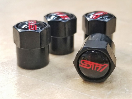 STI Valve Stem Caps - Black