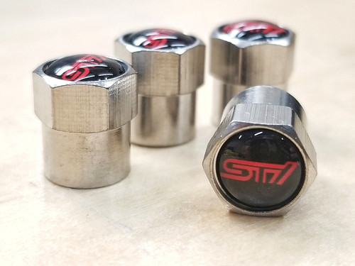 STI Valve Stem Caps - Chrome