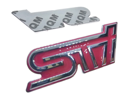 STI Trunk Emblem Pink/Chrome - Alloy