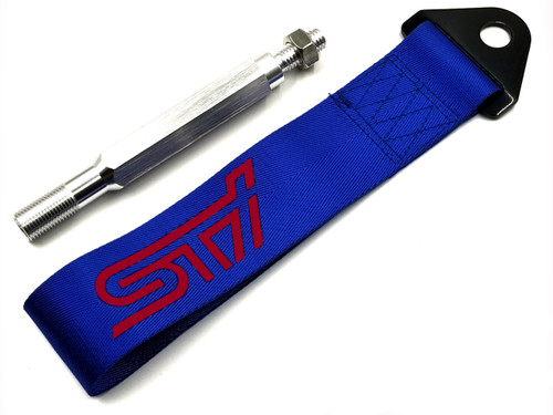 STI Tow Strap Front or Rear with Mounting Rod - Blue/Red