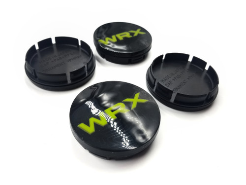 Replacement Gloss Black Center Caps with 3d Logo - YELLOW (56mm)