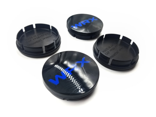 Replacement Gloss Black Center Caps with 3d Logo - BLUE (56mm)