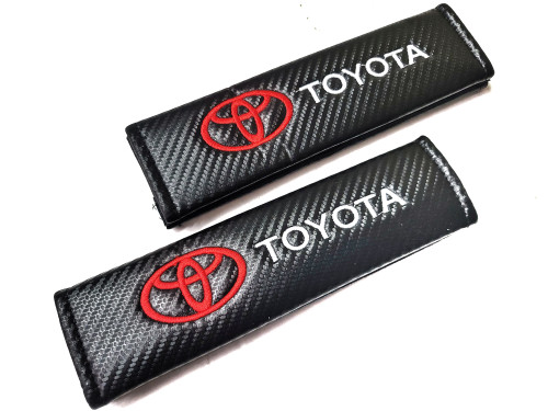 Carbon Fiber Seat Belt Shoulder Pads Cover  - Toyota Red/White