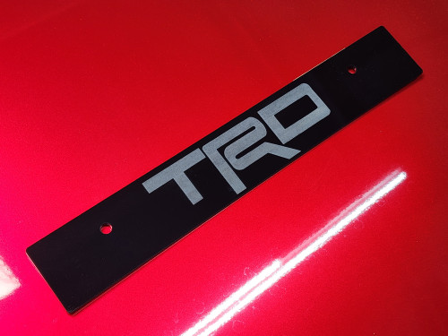 Vanity Plate Delete with TRD Logo Engraved -  Gloss Black Acrylic