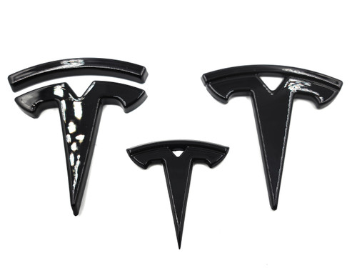Gloss Black - Emblem Cover For  Front, Rear, and Steering Wheel (Tesla Model Y)