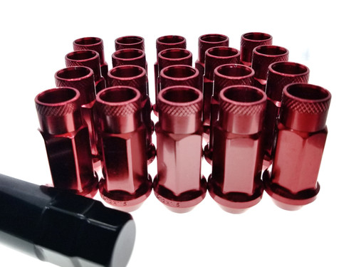 v2 RED Steel Tuner Lug Nuts - Open Ended 55mm