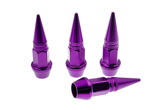 4x Aluminum Spike Valve Stem Caps - Purple