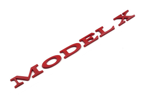 Matte Red Trunk lettering replacement ABS badge (Model X)