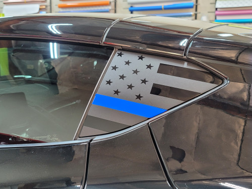 Thin Blue Line American Flag Quarter Window Decal (2020-2023 Corvette)
