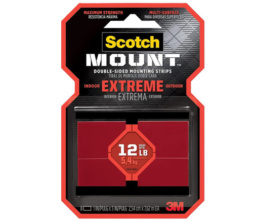 3M Scotch EXTREME Mounting Tape 12lbs Permanent Double Sided (1 in. x 3 in - 8ea) 3M Scotch EXTREME Mounting Tape 12lbs Permanent Double Sided (1 in. x 3 in - 8ea)